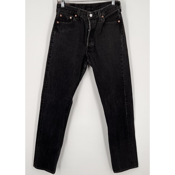 Vintage Levis 501 Jeans Womens Black W30 L33 Made In USA Button Fly Denim 90s - Picture 6 of 15